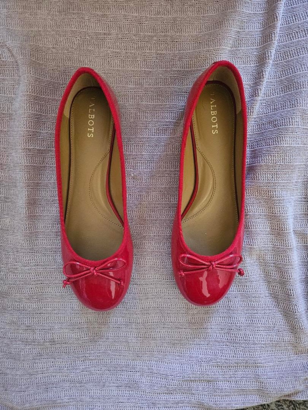 Talbots Red Patent Ballet Flats with Bow